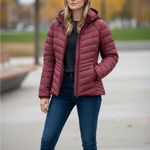 Xersion Women's Puffer Jacket - Burgundy
